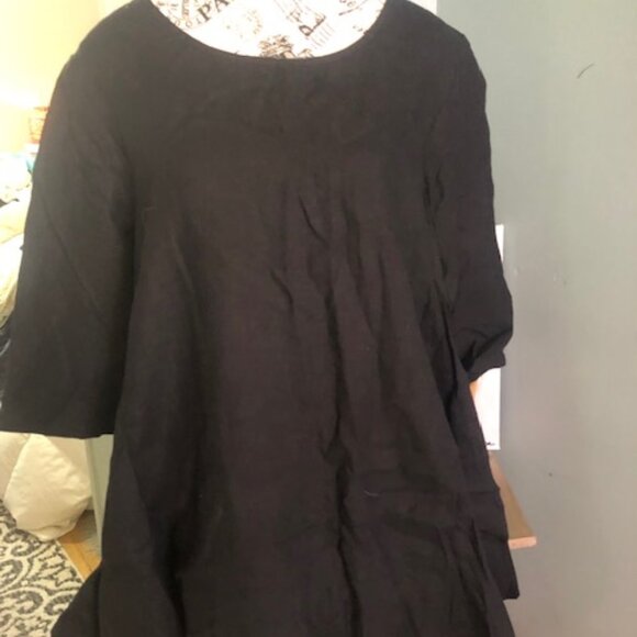 BLACK LINEN DRESS - Picture 1 of 4
